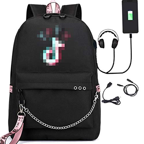 ZYLL Druckschule Wind Umhängetasche mit USB-Port-Headset-Port-Laptop-Rucksack und Casual Rucksack Bücherbag,B Cover