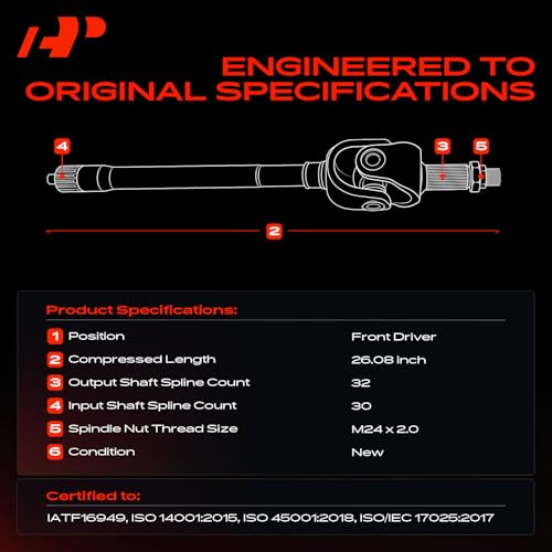 A-Premium CV Axle Shaft Assembly Compatible with Jeep Wrangler 2013 2014 2015 2016 2017 2018, 2.0L 3.6L, Dana 44, Dana 216 mm Axle, Front Left Driver Side, Replace# 68145209AA, 68017180AB by A-Premium - Image 3