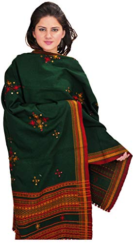 Image of Exotic India Women's Kutch Wool Shawl (SHV95--beige)