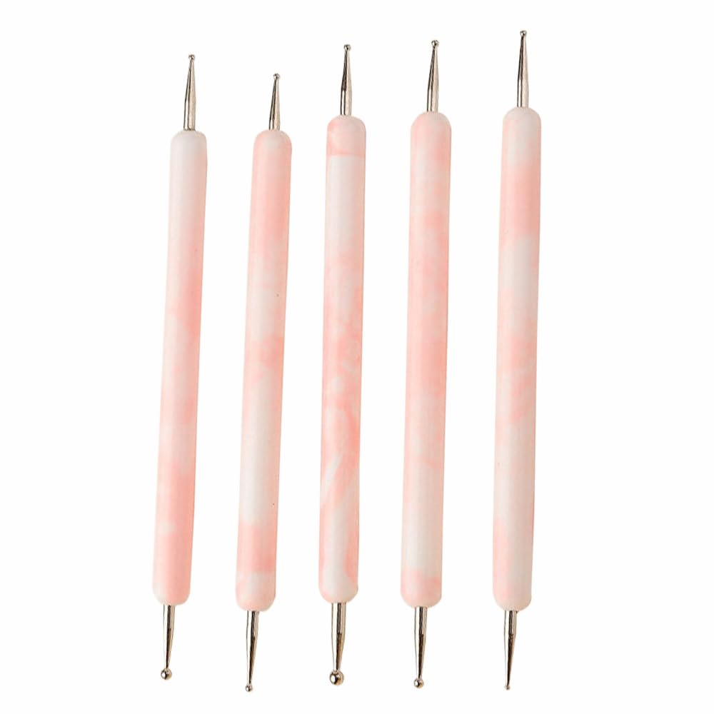 Embossing Stylus Set Double End Tracing Dotting Tool Stylus for Carbon Transfer Paper Mandala Rock Painting, Pottery Clay Craft, Embossing Art (5 Pcs Pink-to-White Gradient)