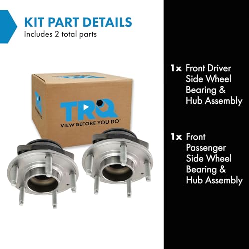Image of TRQ 2 Piece Front Passenger Side Driver & Passenger Side Wheel Bearing & Hub Assembly Set with ABS Sensor Compatible with 2014-2019 Chevrolet Corvette