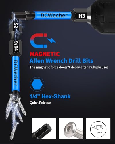 image for 20-PCS Allen Key/Allen Wrench Drill Bit Set, Impact Hex Bits (Metric &