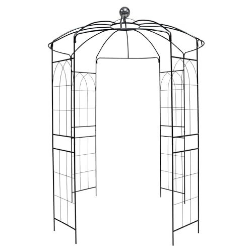 Woodside Santon French Style Metal Garden Birdcage Pergola, Outdoor Heavy Duty Gazebo/Pavilion/Arbour/Arch, Ideal for Wedding, Climbing Plant Trellis