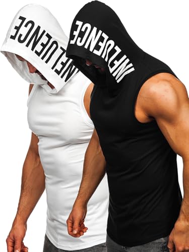 FLYFIREFLY Men's 2 Pack Workout Hooded Tank Tops Bodybuilding Athletic Sleeveless Muscle Cut Off T Shirt Gym Hoodies