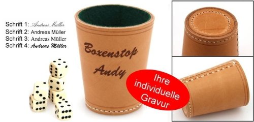 Preisvergleich Produktbild Ludomax Würfelbecher Exclusiv, Premium, Made in Germany mit Gravur und Würfeln