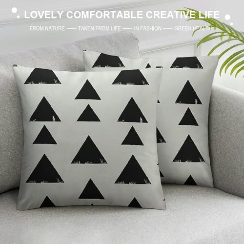 Glidax White Pillow Covers With Black Triangles Print Boho Aztec Blend Square Decorative Throw Pillow Covers For Sofa Couch Bed Decor,Multi-Size White thumb #2