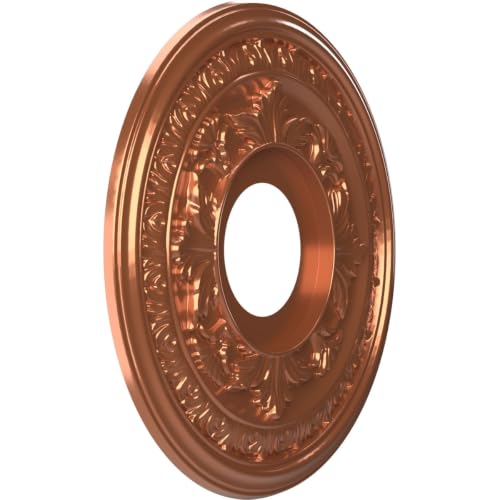 Image of Ekena Millwork CMP13BABCO Baltimore Thermoformed PVC Ceiling Medallion (Fits Canopies up to 5 1 /4 inch), 13 inchOD x 3 1 /2 inchID x 3 /4 inchP, Bright Coat Copper