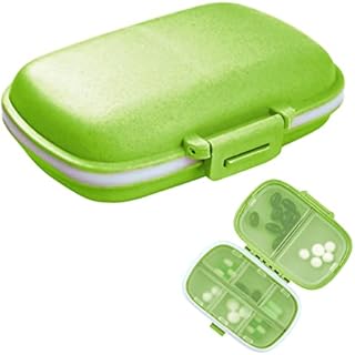 1Pack Travel Pill Organizer, 8 Compartments Portable Pill Case, Small Pill Box for Pocket Purse Portable Medicine Vitamin Container Green