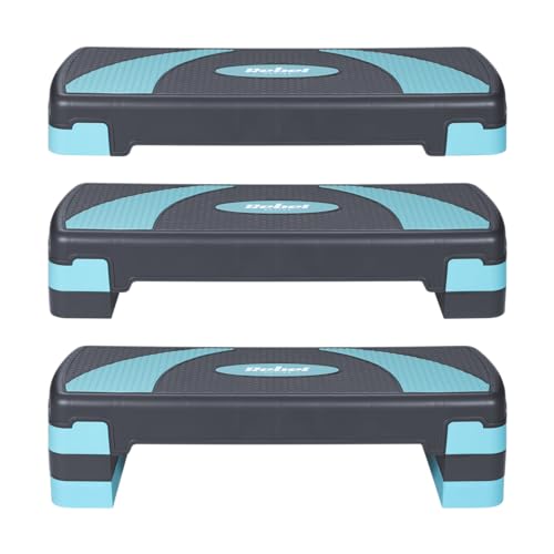 Rebel Step Für Aerobic und Training Fitness 3 Stufen Grau-Blau RBA-3225-BL