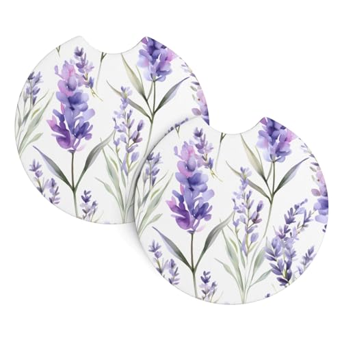 Portavasos para Auto Flores Lila 2 Piezas Absorbentes miniatura 1