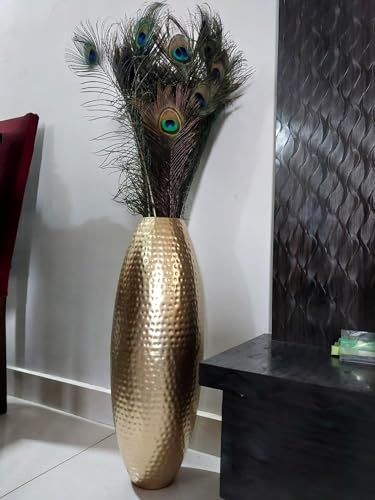 Large Big Tall Size Trumpet Shape Flower Vase (24 Inch) | Gold Metal Floor Flower Vase For Home Decor Living Room Corner Large Long Big Size
