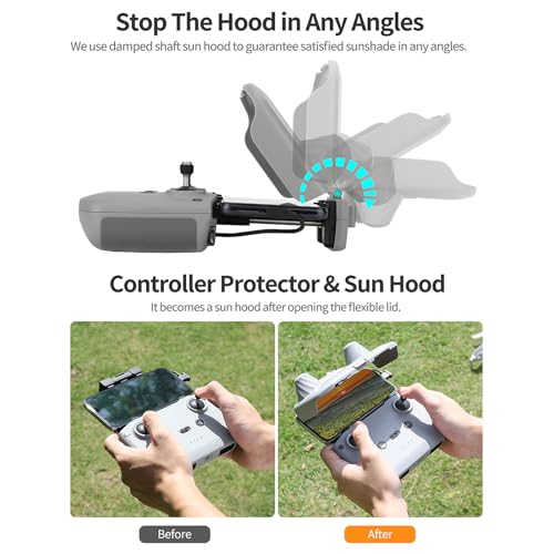Wtohoby Sunhood & Rocker Protector for DJI RC-N3 N2 N1 Control Sunshade for DJI Mini 5 Pro Air 3S Air 3 2S Flip NEO Mini 4 3 Pro Mavic 3 Mini2/2SE Mini4K Drone No Display Screen Remote Controller