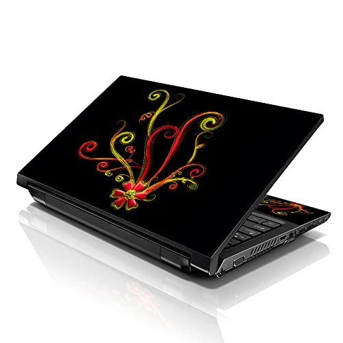 Image of LSS Laptop 15 15.6 Skin Cover with Colorful Red Yellow Floral Vines Pattern for HP Dell Lenovo Apple Asus Acer Compaq - Fits 13.3 inch 14 inch 15.6 inch 16 inch (2 Wrist Pads Free)