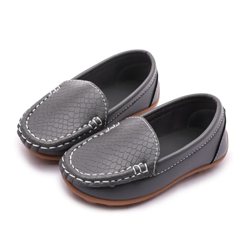 Image of Boys Loafers PU Leather Slip-On Toddler Dress Shoes Non-Slip Sole Kids Moccasins for School Events and Daily Wear