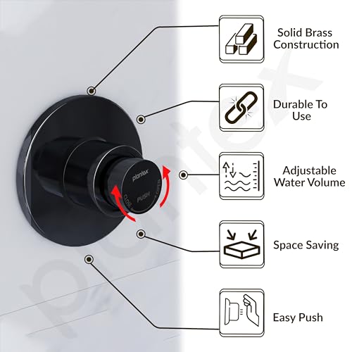 Image of Plantex Pure Brass 40mm Thread Diameter Metropole Flush Valve for Toilet /Toilet Flush /Flush Valve for Urinal Commercial and Residential Use -(ALD-1302-Black)