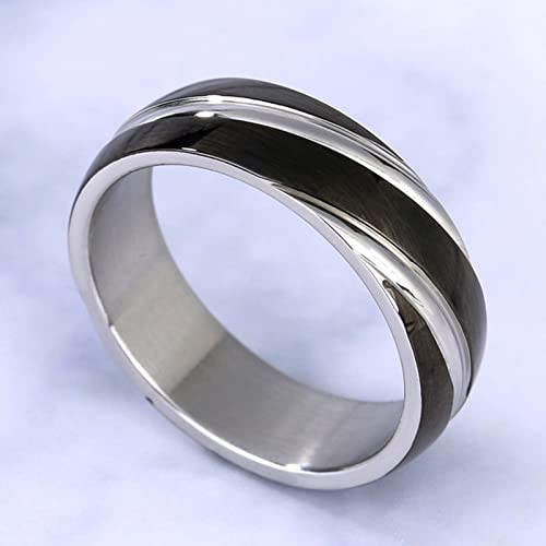 Jeulia Black Simple Titanium Steel Men's Band Wedding Black Ring Finish Beveled Polished Edge Comfort Fit Engagement Band Ring with Gift Box2