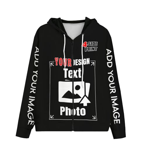 Custom Hoodies Jacket for men women Personalized Hoodie zipper with photo logo text Design Your Own Full-Zip Hoodies