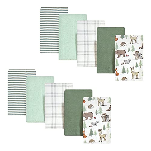 Image of Hudson Baby Unisex Baby Cotton Flannel Burp Cloths, Forest Animals, One Size