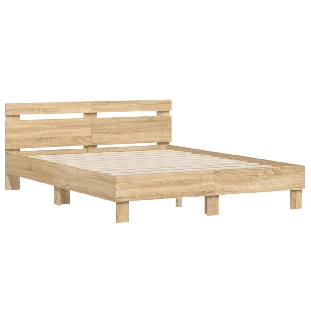 vidaXL Cadre de lit avec LED sans Matelas chêne Sonoma 140x200 cm