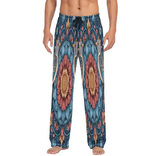 Blue Bird Mandala A Men's Pajama Pants Lightweight Sleepwear Bottom Lounge Pants2