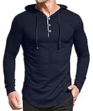 KUYIGO Men's Hipster Hip Hop Long Sleeve Lightweight Casual Pullover Hoodies Shirts Navy 3X-Large