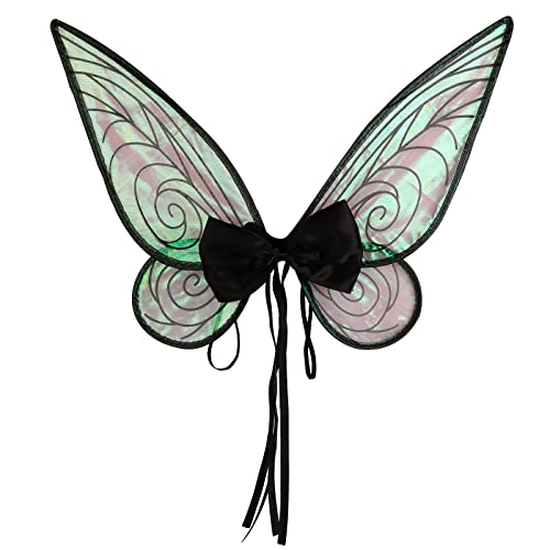 BBXWANG Alas De Hadas De Mariposa De Halloween, Alas De áNgel Transparentes Con Purpurina, Disfraz De Princesa Para Fiesta De Halloween (Negro) Cover