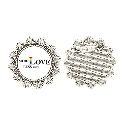 Broche de plata LGBT con bandera de arco iris More Love Less Hate