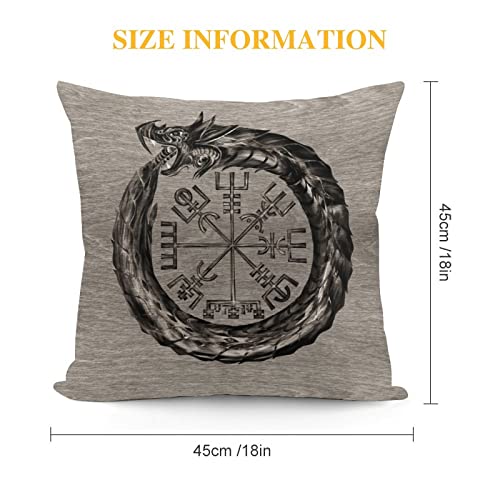 Rurals Black Norse Viking Design Dragon Decorative Pillow Covers Cozy Soft Throw Pillowcase Square Couch Cushion Cover For Home Decor Sofa Living Room Bed Car 18X18 Inch #TOP1