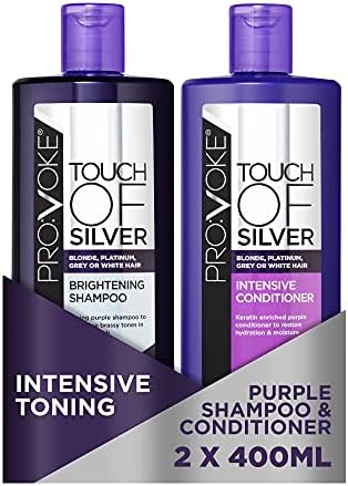PROVOKE Touch Of Silver Brightening Purple Shampoo & Intensive Conditioner 400ml, Neutralises Yellow & Orange Tones, Formulated With Violet & Blue Pigments