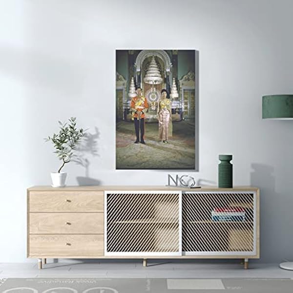 Quadro decorativo tela stampato Rama IX Famille Royale Thailande 1960 Foto Vintage Asia (60 cm x 92 cm)