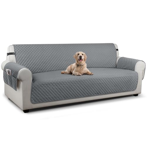 Image of TAOCOCO Settee Covers, Sofa Covers 4 Seater, Large Sofa Slipcovers, Pet Couch Covers, Non Slip Sofa Covers, Washable Sofa Protectors for Dogs (Dark Grey)