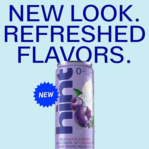 Image of Hint Sparkling Water with Electrolytes Added for Taste, Zero Sugar, Zero Calories, and Zero Sweeteners, 12 Fl Oz (Pack of 12) (12 Fl Oz (Pack Of 12), Huckleberry and Cream)