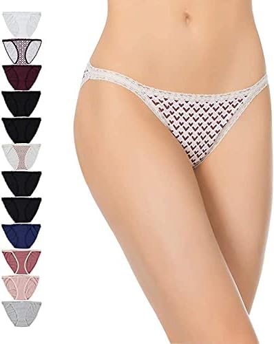 White Ivy Women’s String Bikini Underwear - 12 piece Multi Pack - No Panty Line Pinch Free Comfy Cool Colorful