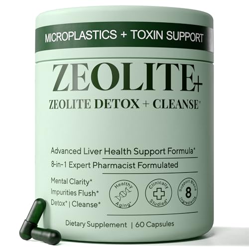 Clinoptilolite Zeolite Detox Supplement – Microplastics Liver Cleanse & Repair with Activated Charcoal, NAC & Milk Thistle – Full Body Detox Cleanse, Gut Health & Binder Detox for Adults – 60 Capsules