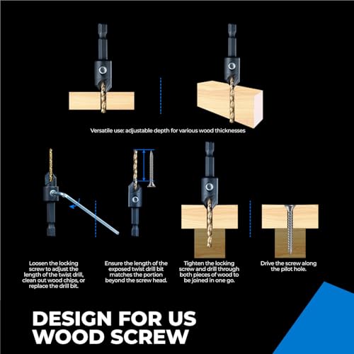 Toolant COUNTERSINK DRILL BITS Set, #4, #6, #8, #10, #12, High-Speed Steel Counter Sink Drill Bit thumb #4