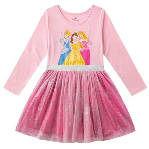 Disney Frozen, Minnie Mouse, Princess Girls Long Sleeve Dress for Toddlers and Big Kids