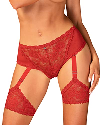 Slip avec Porte-Jarretelles Belovya gainant et confortable rouge taille XS-S