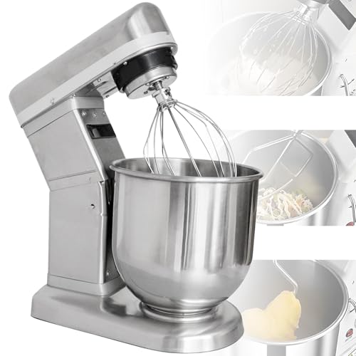 GwlThixion Inicio/Batidora De Pie Comercial, Batidora de pie Comercial de 5 l, 7 l y 10 l con 3 velocidades Ajustables, 3 Velocidades Amasadora De Pan, para Hornear, pizzería y Pasteles 7L