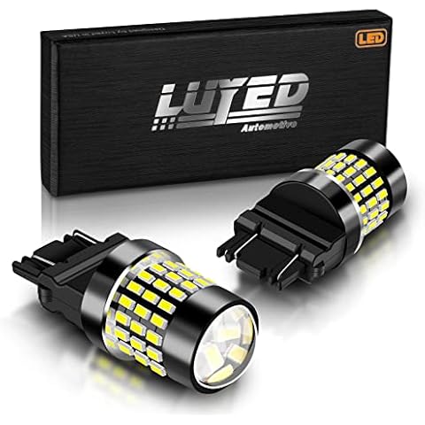 LUYED 2 X 900 Lumens Super Bright 3014 78-EX Chipsets 3056 3156 3057 3057K 3157 4157 LED Bulbs with Projector for Tail Lights Turn Signal Lights,Xenon White Cover