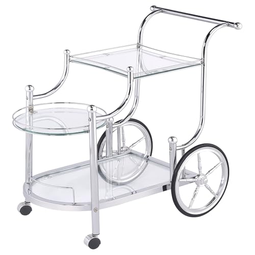Coaster Home Furnishings Sarandon 3-Tier Serving Cart Chrome and Clear - Thumbnail 4