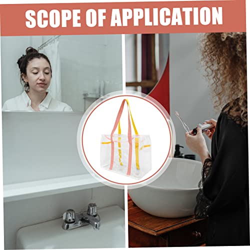 Summer Beach Tote Portable Handheld Bag for Women Lightweight Travel Tote for Beach Accessories Organize Towels and Toys Durable Transparent Shoulder Bag Pink4