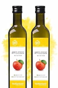 Apfelessig naturtrüb BIO 1000ml (2x 500ml) I rein, unverarbeitet, unpasteurisiert I Apfelessig ungefiltert mit Essigmutter von bioKontor