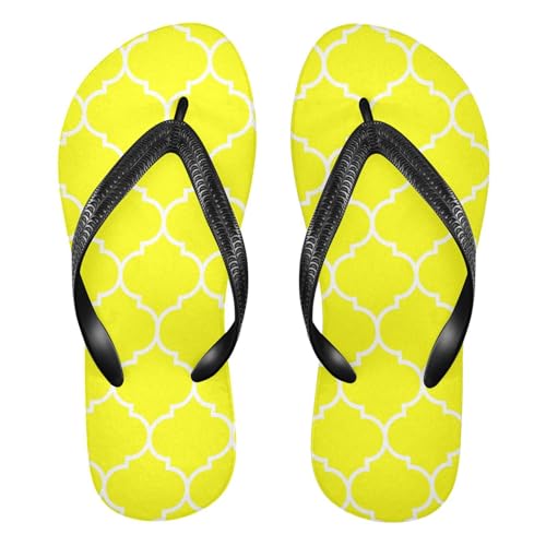RunningBear Moroccan Tile Yellow Womens Flip Flops Sandals Non Slip Flip Flops for Beach Outdoor XXL