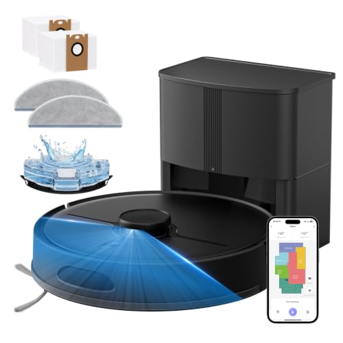 Azomabox Robot Vacuum and Mop, 8000Pa Robot Vacuum with Self Empty Station, LiDAR Navigation, Multi-Level Mapping, App & Alexa Control, Robotic Vacuum Cleaner for Pet Hair (Black) - image 1