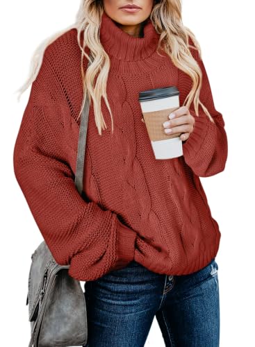 Image of Dokotoo Womens Sweaters Turtleneck Cable Knit Chunky Pullover Fall Outfits