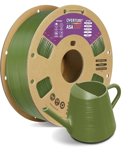 Image of OVERTURE ASA Filament 1.75mm, UV & Weather Resistant for Outdoor | High Impact Strength & Heat Resistance Up to 96C, 1kg (2.2lbs) Cardboard Spool, Fits Most FDM Printers (Olive Green)