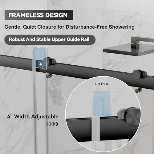 Image of Findepot Frameless Double Sliding Shower Door, 44-48 inch W x 75 inch H, 8mm Glass