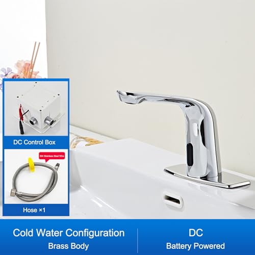 Robinet de lavabo tout cuivre avec capteur automatique intelligent couleur argent - 4