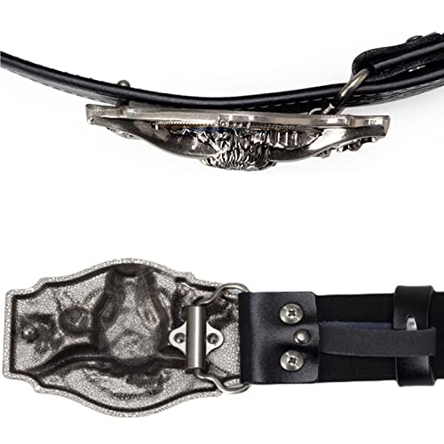 Men's Leisure Belt,Bull Head Embossed Leather Alloy Buckle Head Decoration Belt Fashionable and Versatile,Black,95CM/37.4''3