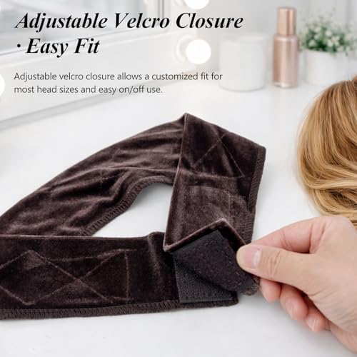 Gmlawsc Black and Brown Adjustable Velvet Wig Grip Headband β 2-Pack Comfortable Non-Slip Wig Band - 2